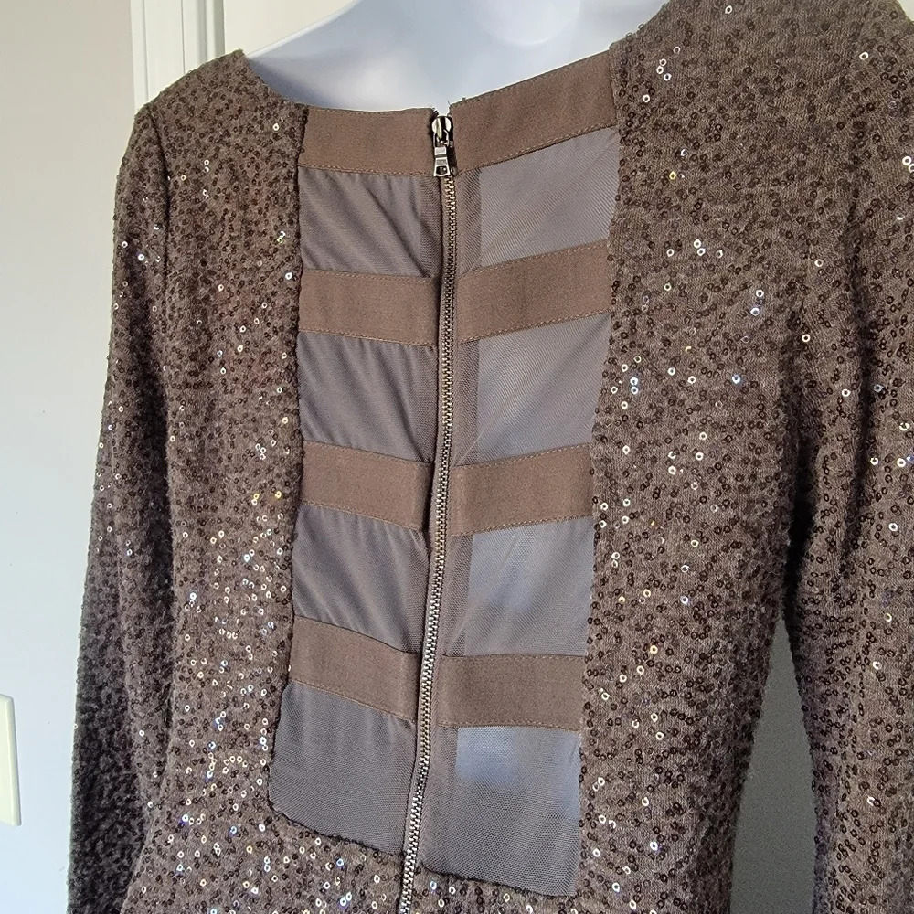 Alice And Olivia Nola Sequin Mesh Back Dress S - Picture 4 of 12